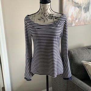 White house black market boat neck striped blouse